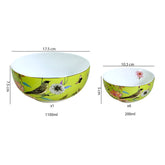 Lime Green & Vibrant Floral Porcelain Dessert Set (7-Piece)